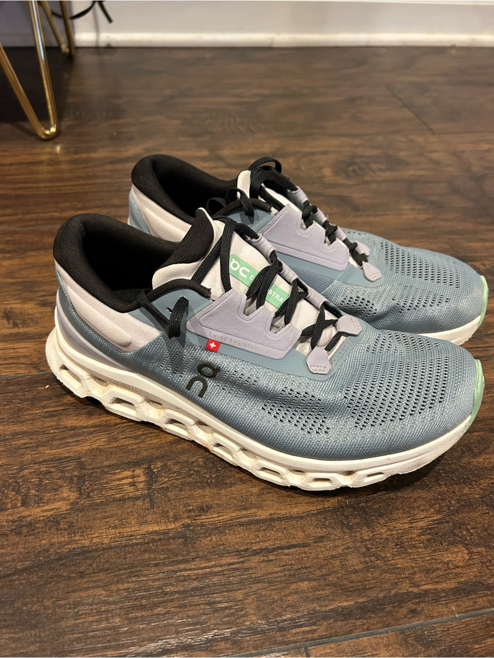 On Running Cloudstratus Women's Blue Gray White Cushioned Sneakers